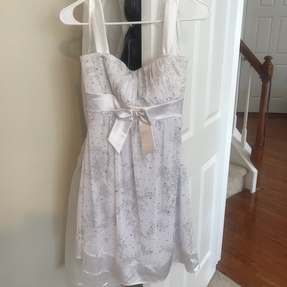 White glitter knee length dress
